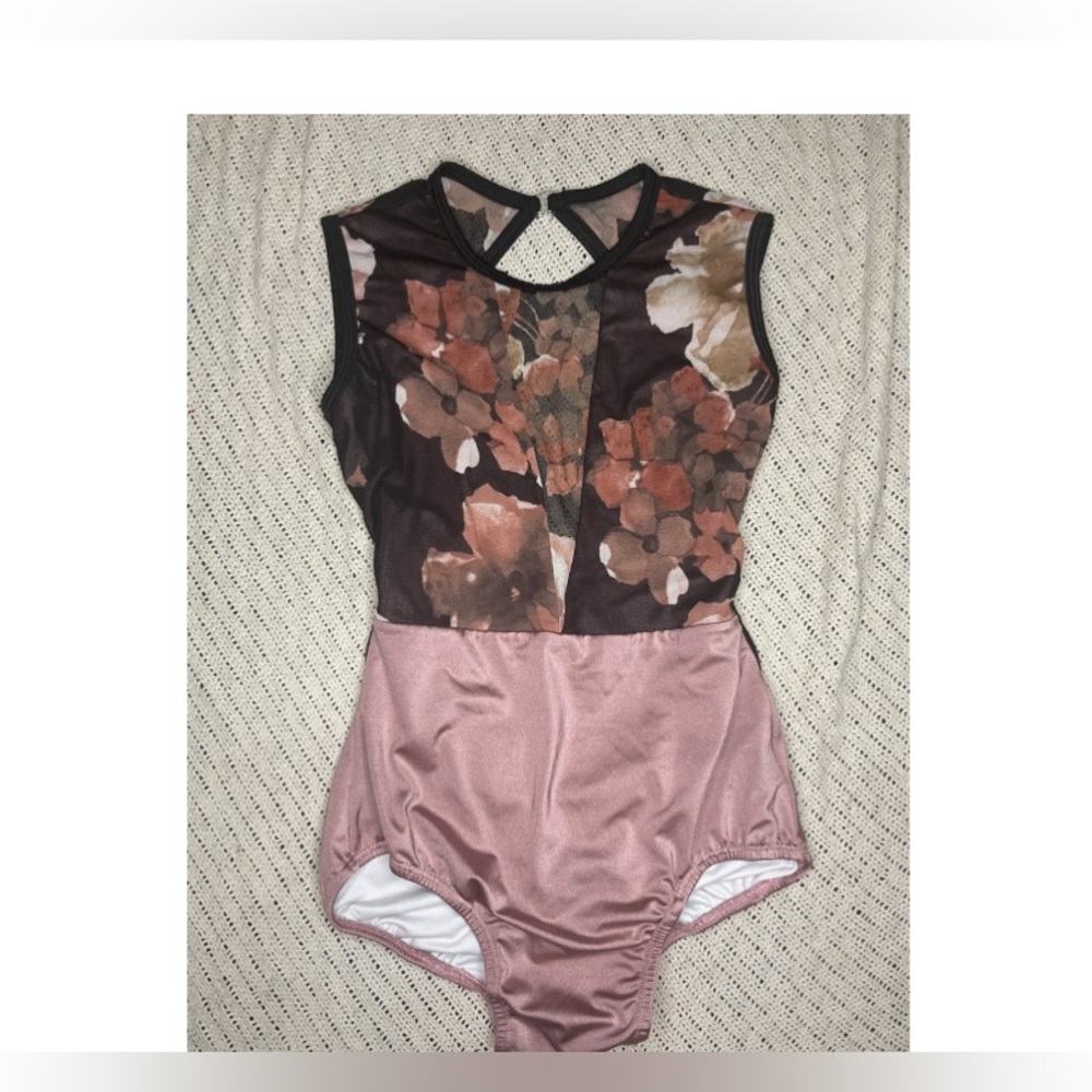Suffolk Floral Leotard with Mesh Overlay, Adult Small